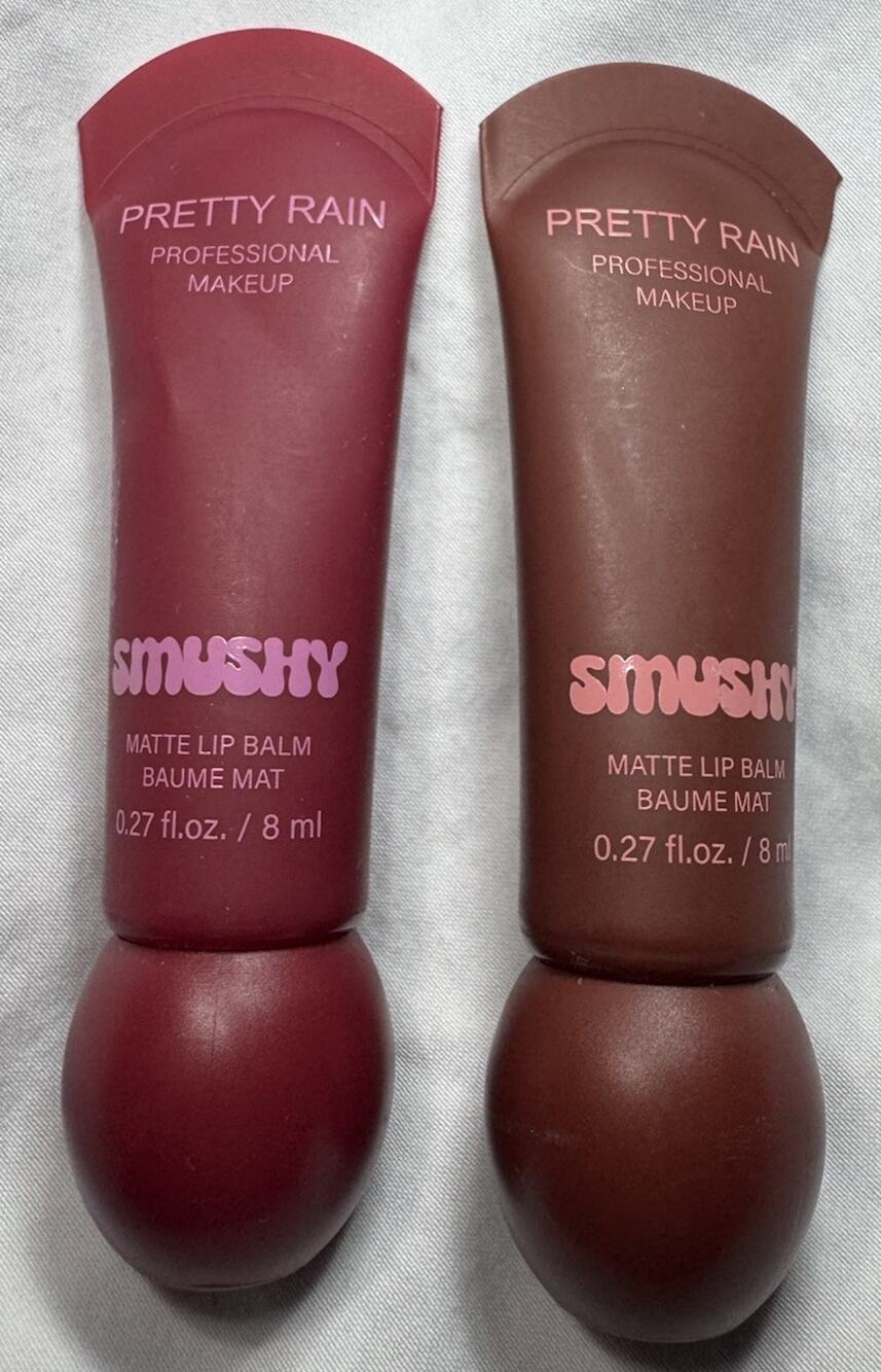 Pretty Rain Smushy Matte Lip Balm Set of 2 New Unused Makeup Lip Color 8ml